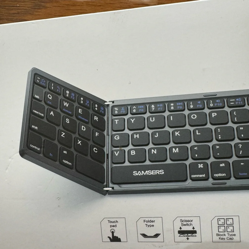 Foldable Bluetooth Keyboard, Folding Portable Wireless Keyboard with Touchpad